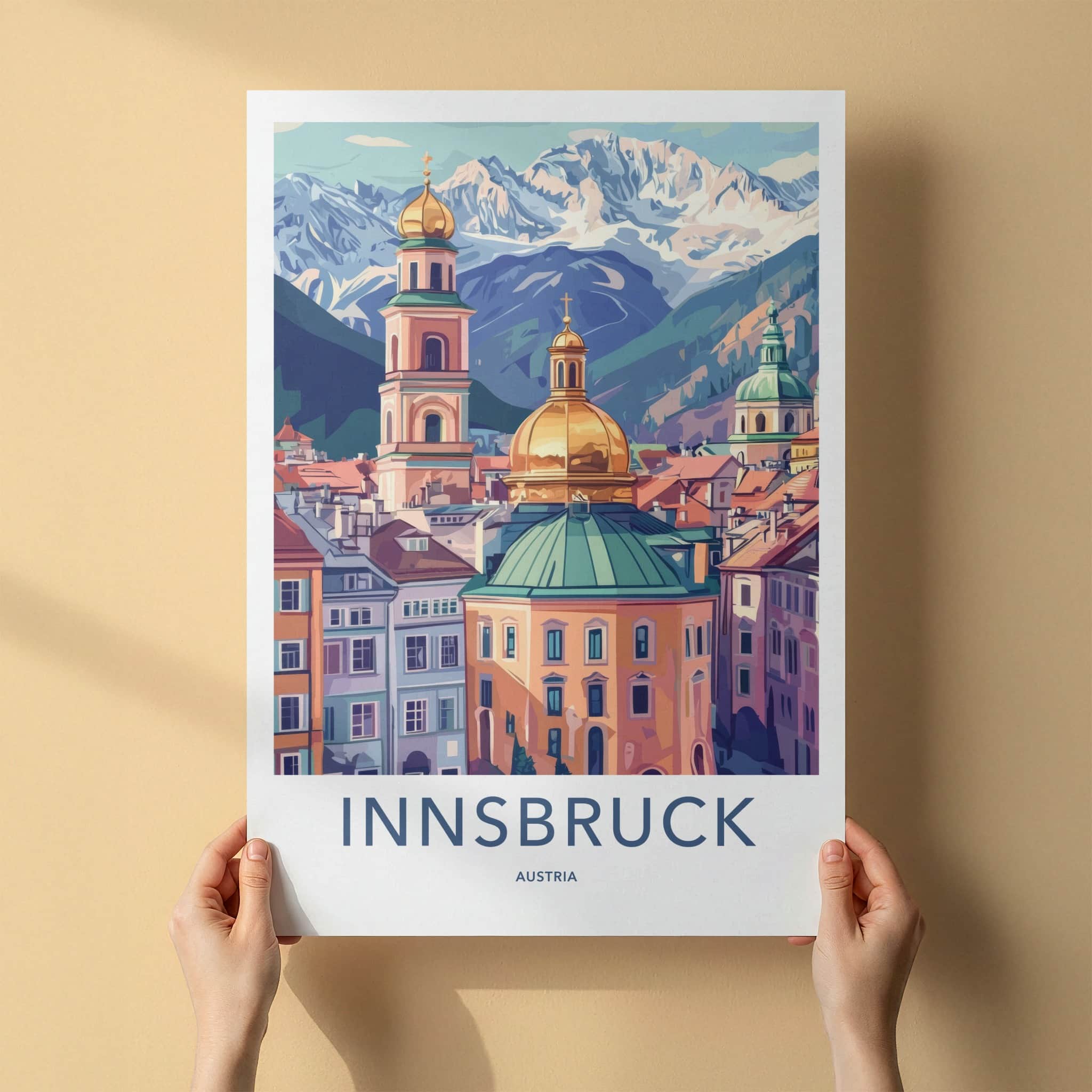 Innsbruck Poster - Austria Wall Art - Golden Dome Mountains Home Decor