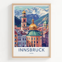 Innsbruck Poster - Austria Wall Art - Golden Dome Mountains Home Decor