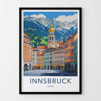 Innsbruck Poster - Austria Wall Art - Golden Dome Mountains Home Decor