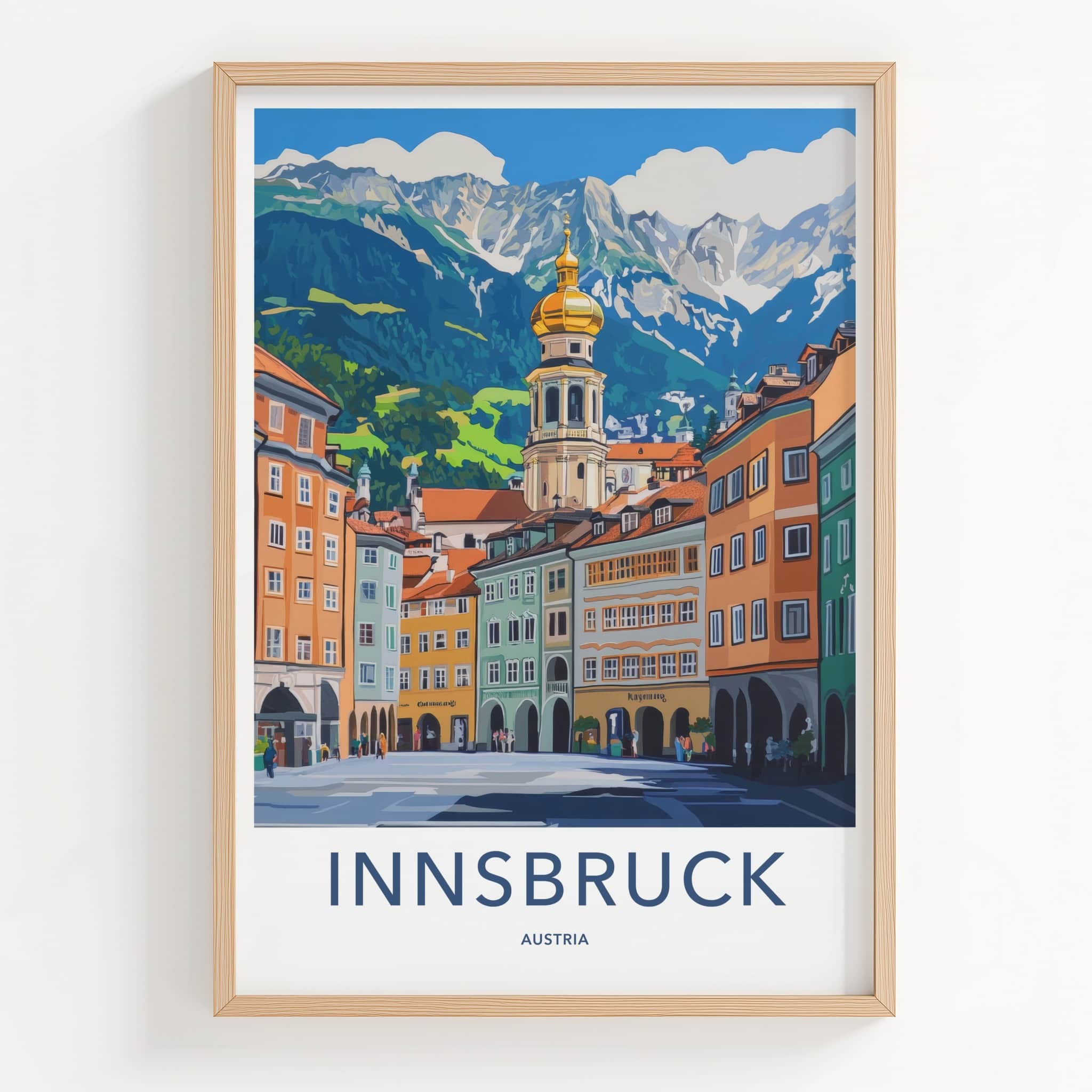 Innsbruck Poster - Austria Wall Art - Golden Dome Mountains Home Decor