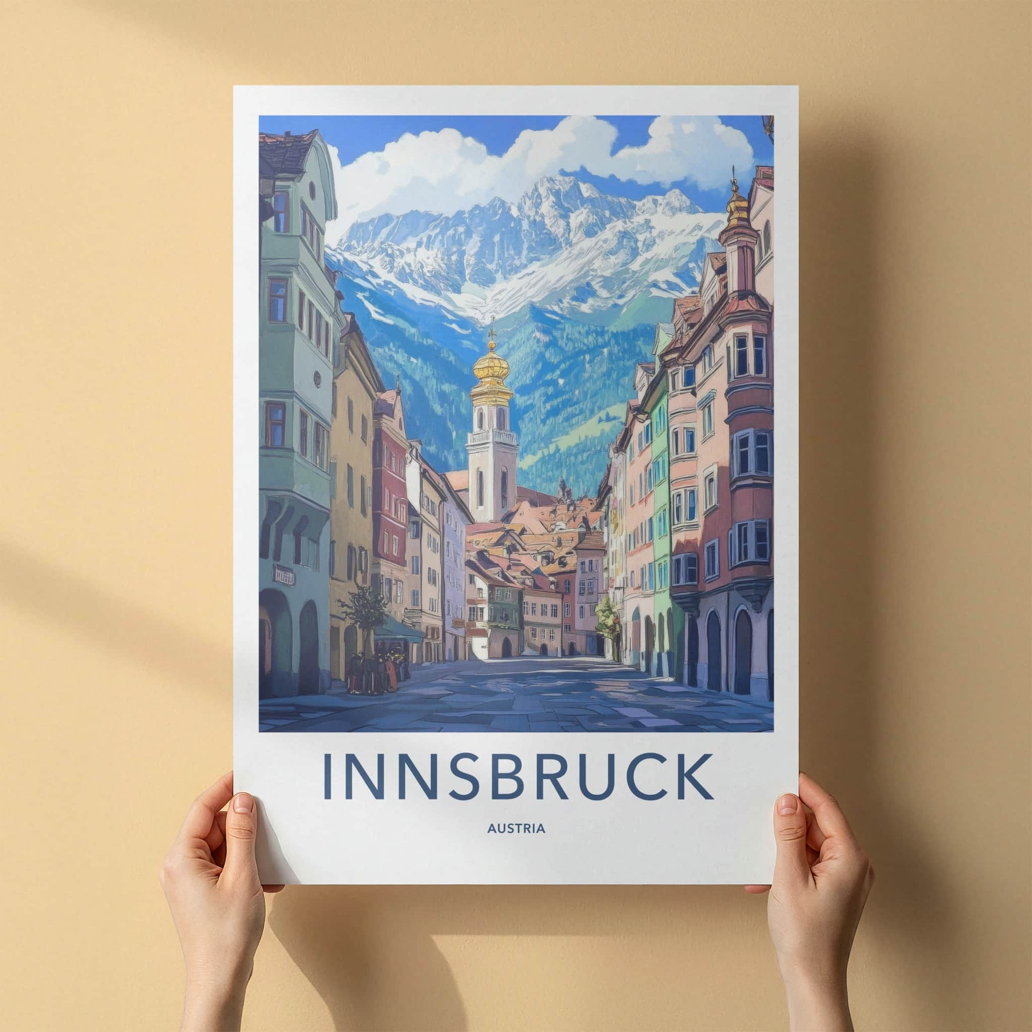 Innsbruck Poster - Austria Wall Art - Historic Street Alps Home Decor