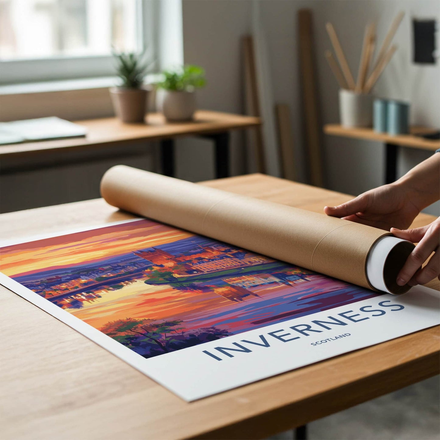 Inverness Poster - Scotland Travel Art - Vibrant Sunset Reflections Home Decor
