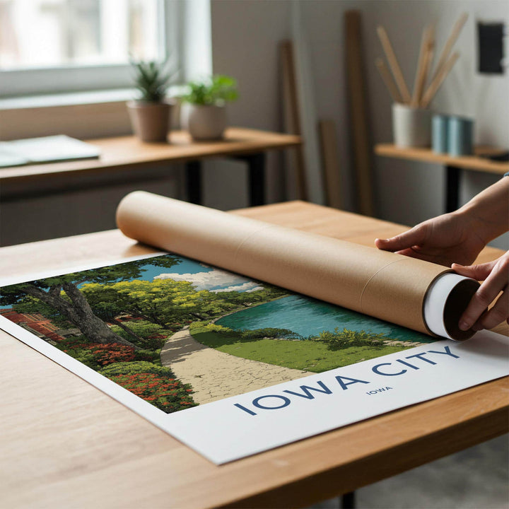 Iowa City Poster - Iowa Framed Print - Scenic Canal Path Home Decor