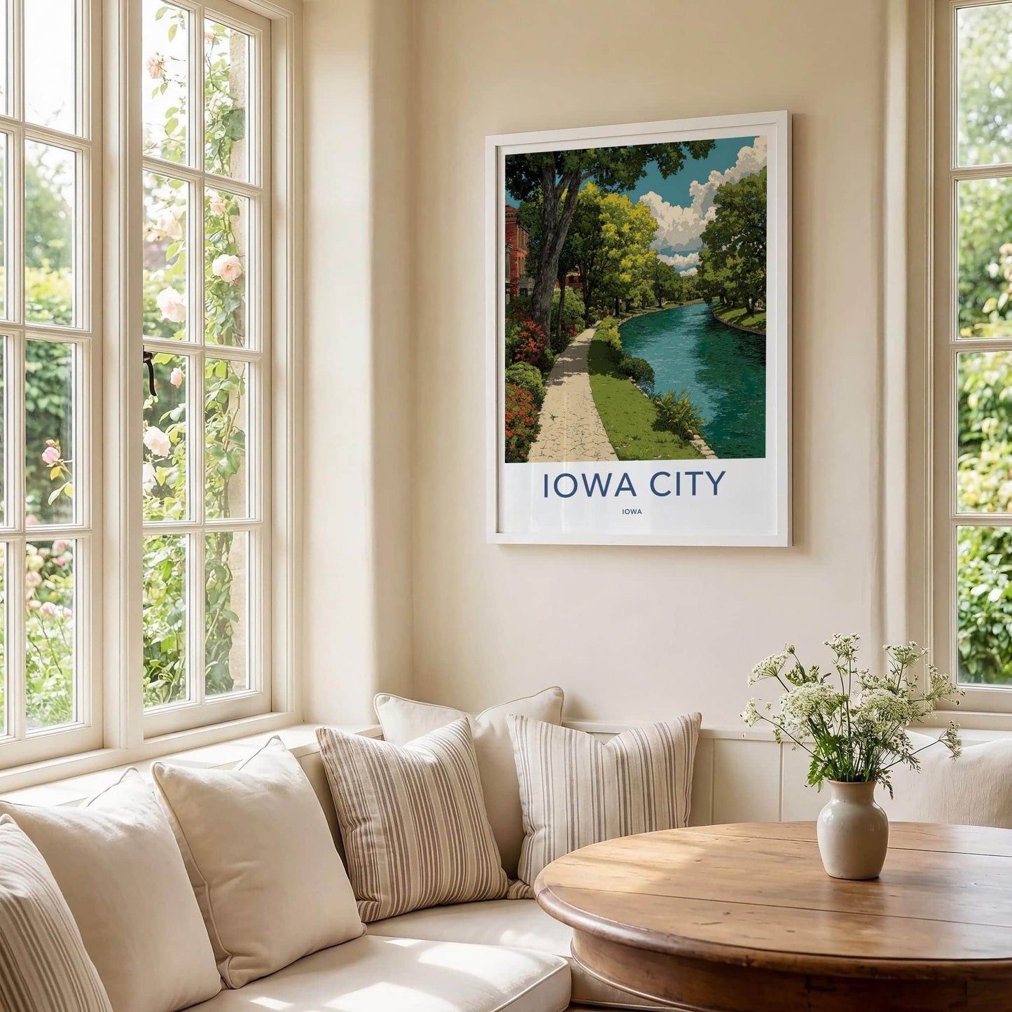 Iowa City Poster - Iowa Framed Print - Scenic Canal Path Home Decor