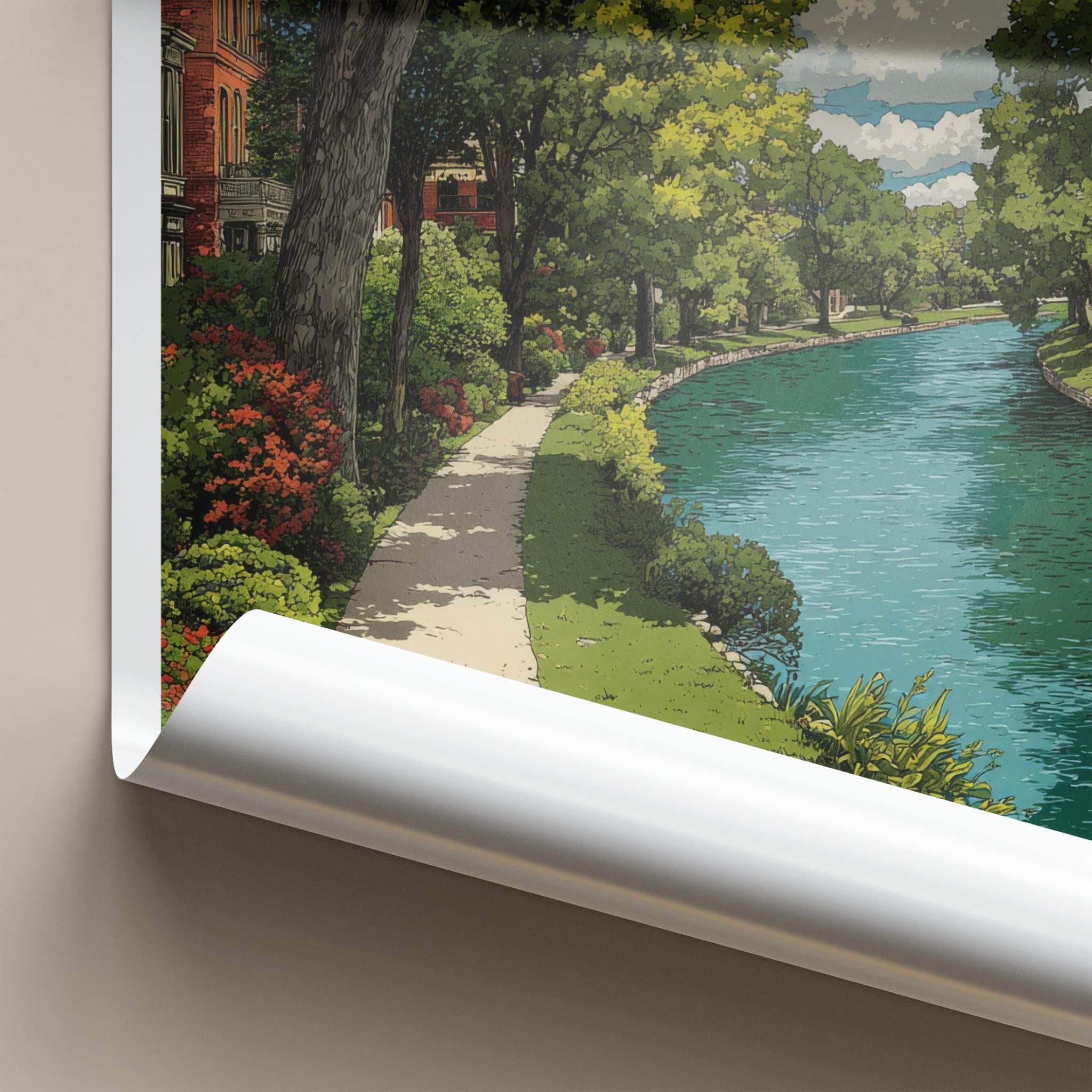 Iowa City Poster - Iowa Framed Print - Scenic Canal Path Home Decor