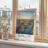 Iowa City Poster - Iowa Travel Art - Scenic Urban River Home Decor