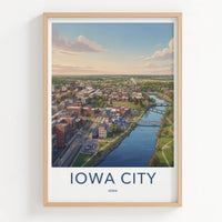 Iowa City Poster - Iowa Travel Art - Scenic Urban River Home Decor