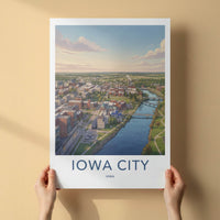 Iowa City Poster - Iowa Travel Art - Scenic Urban River Home Decor