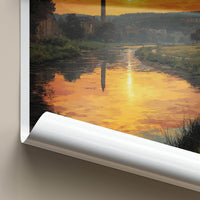 Iowa City Poster - Iowa Wall Art - Golden River Sunset Home Decor