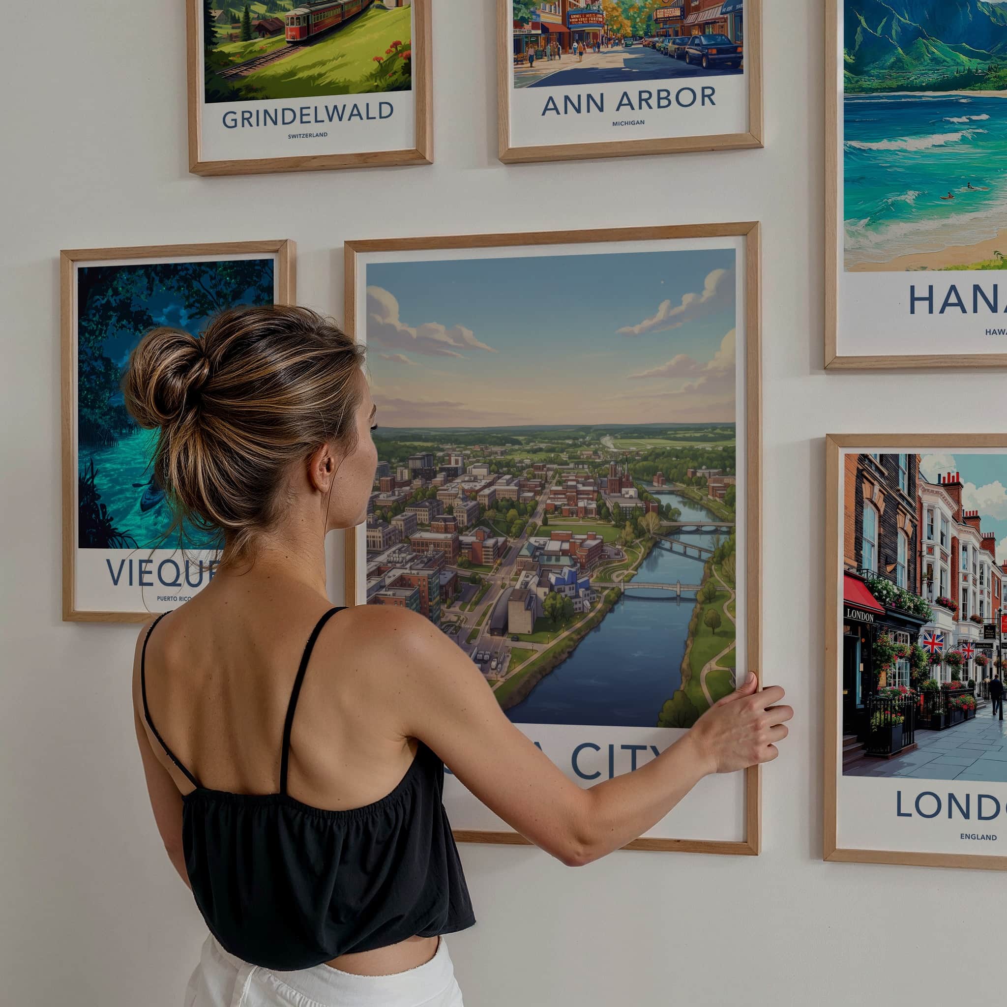 Iowa City Poster - Iowa Wall Art - Sprawling Riverfront City Home Decor