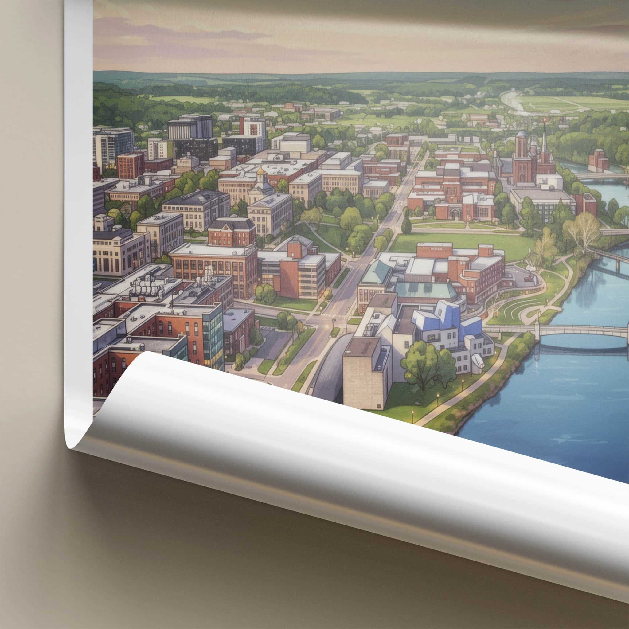 Iowa City Poster - Iowa Wall Art - Sprawling Riverfront City Home Decor