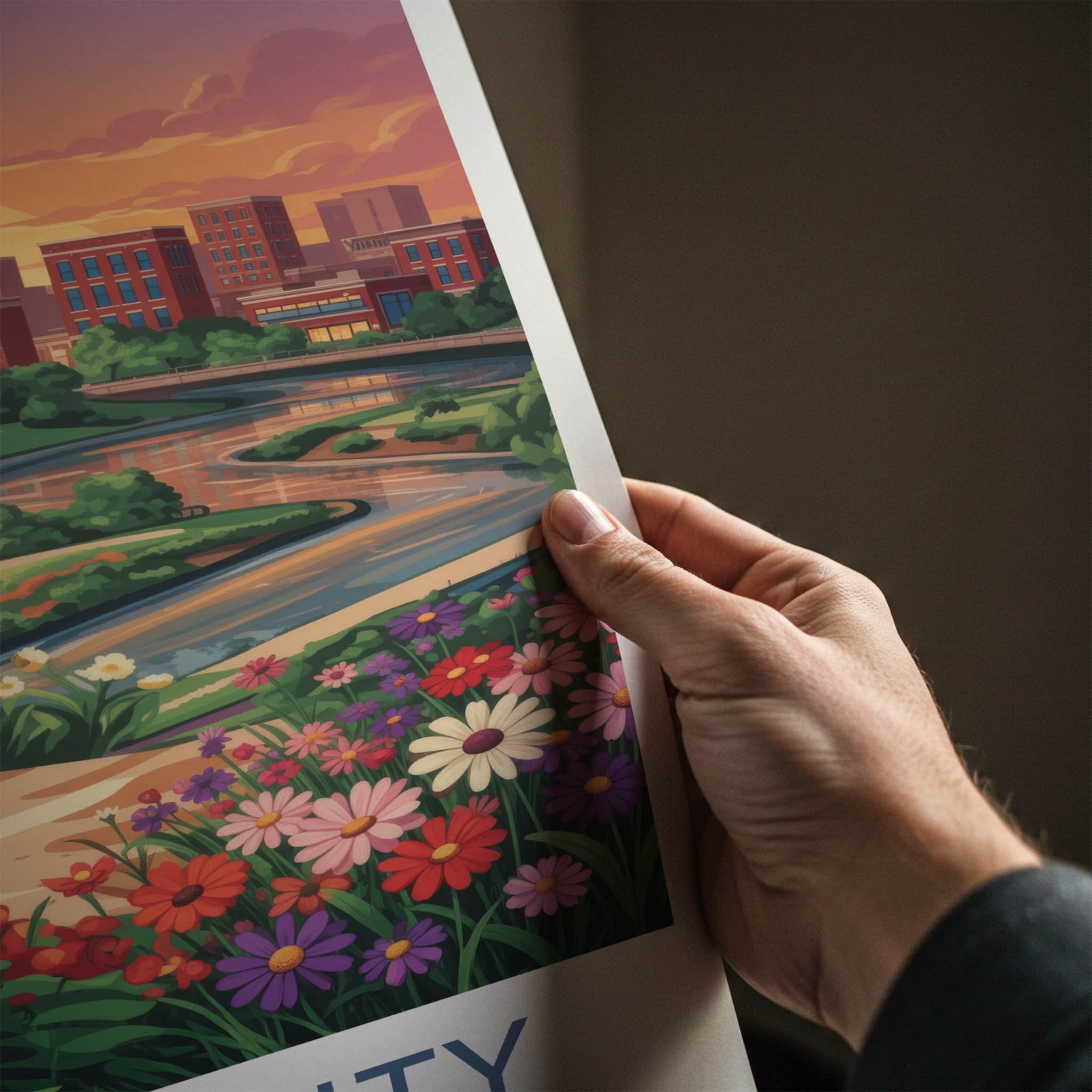 Iowa City Poster - Iowa Wall Art - Vibrant Floral City Home Decor