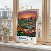 Iowa City Poster - Iowa Wall Art - Vibrant Floral City Home Decor