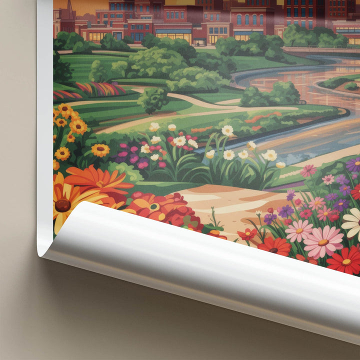 Iowa City Poster - Iowa Wall Art - Vibrant Floral City Home Decor