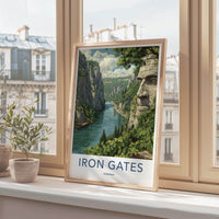 Iron Gates Poster - Romania Travel Art - Ancient Stone Carving Home Decor