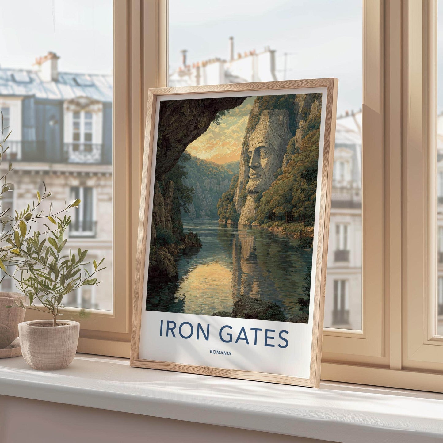 Iron Gates Poster - Romania Travel Art - Giant Rock Sculpture Home Decor