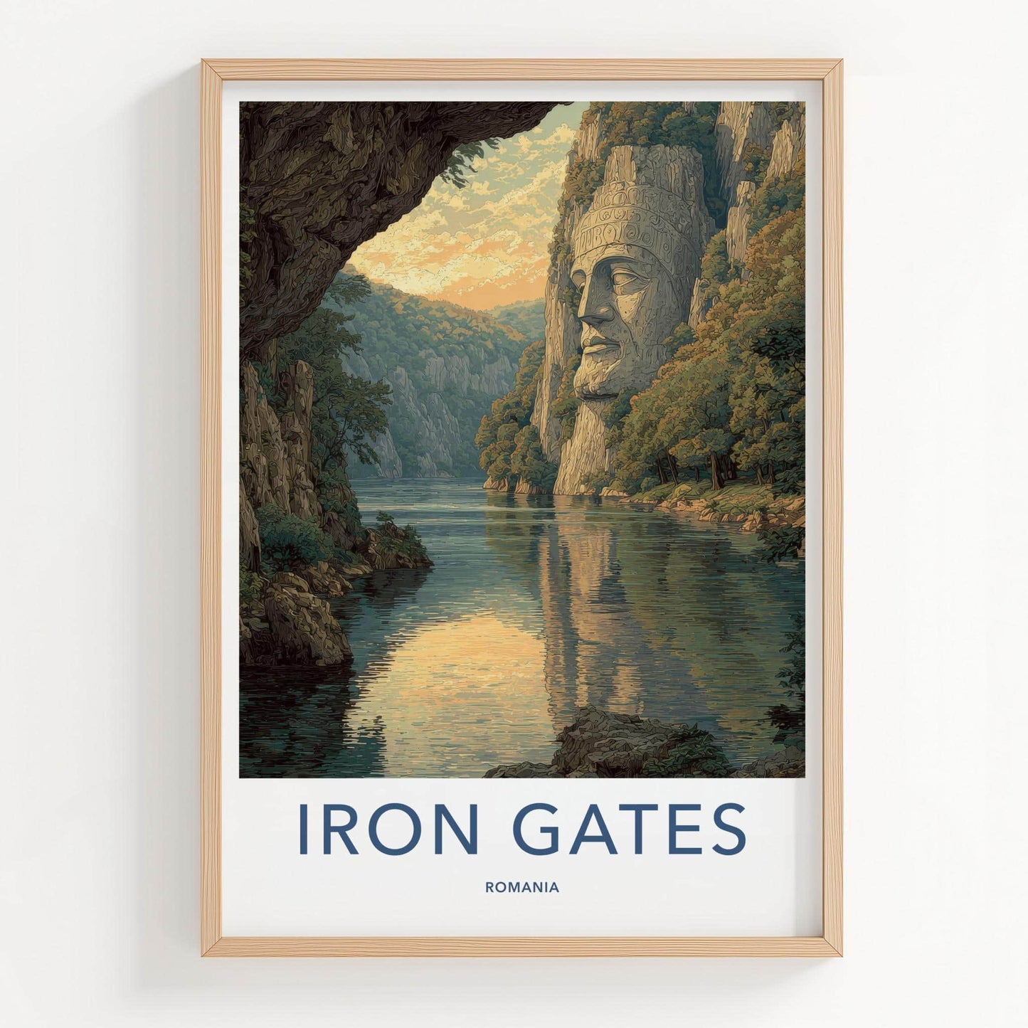 Iron Gates Poster - Romania Travel Art - Giant Rock Sculpture Home Decor