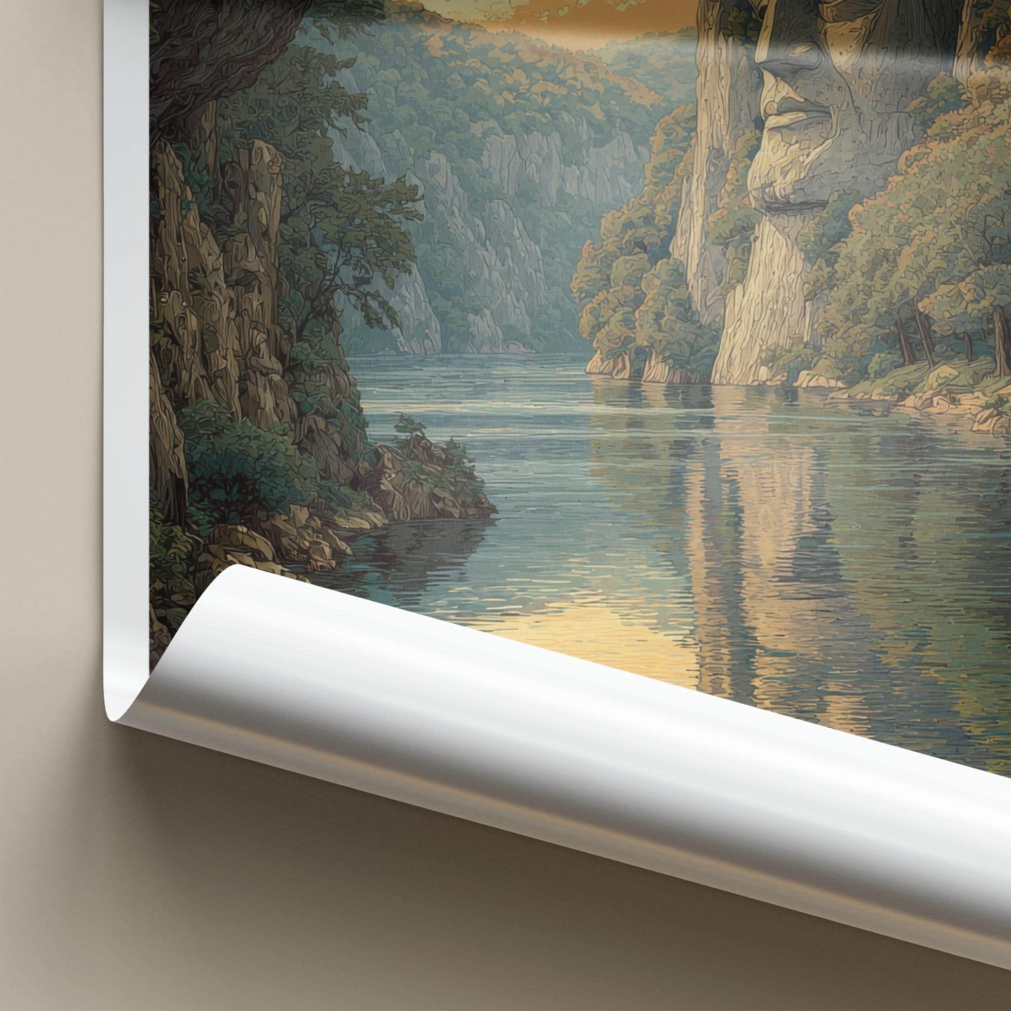 Iron Gates Poster - Romania Travel Art - Giant Rock Sculpture Home Decor