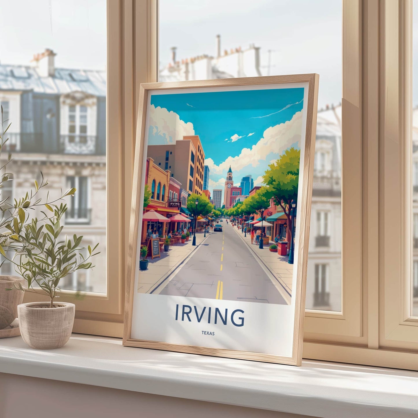 Irving Poster - Texas Travel Art - Vibrant City Street Home Decor