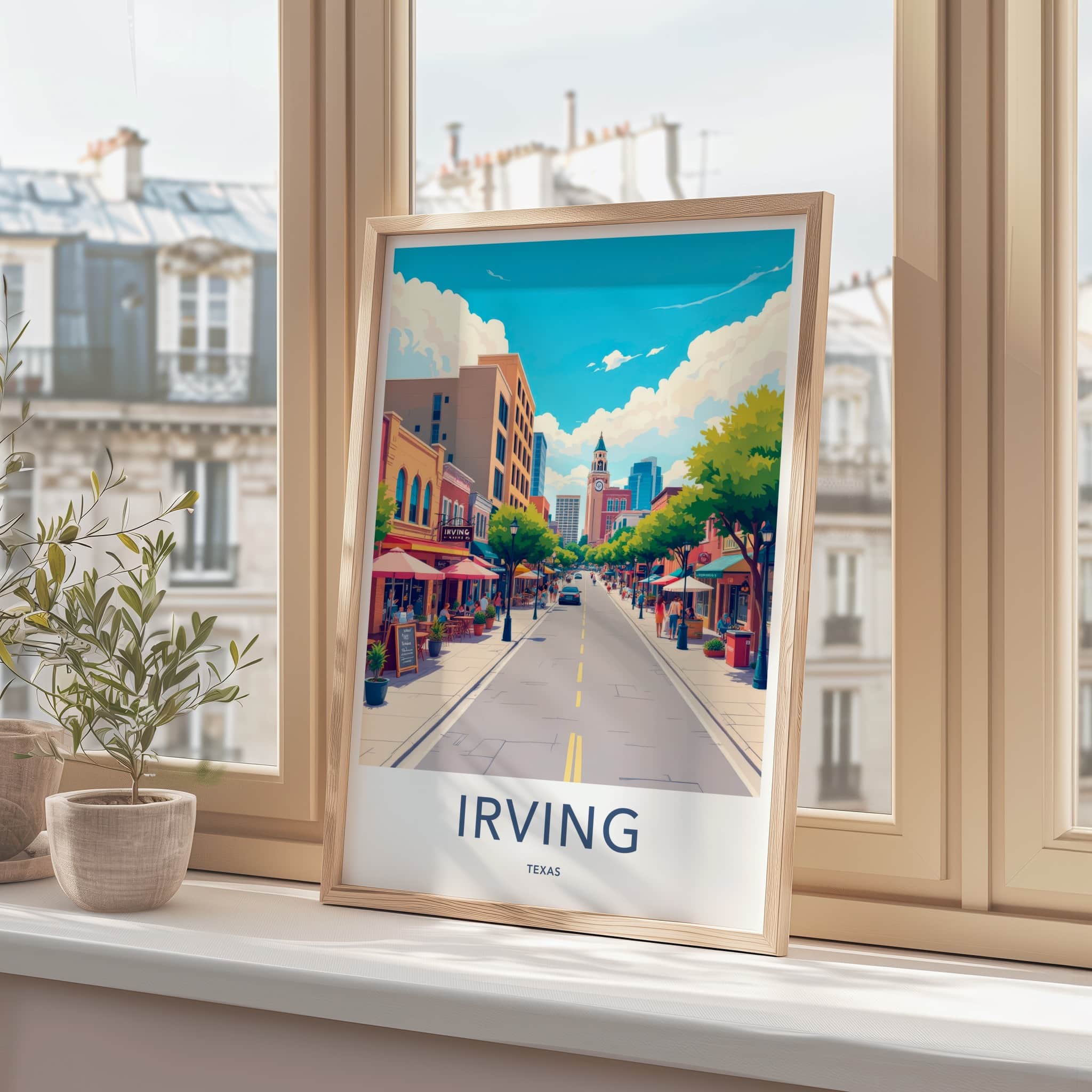 Irving Poster - Texas Travel Art - Vibrant City Street Home Decor