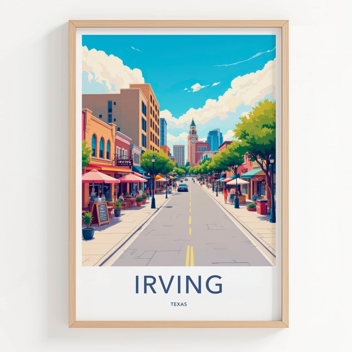 Irving Poster - Texas Travel Art - Vibrant City Street Home Decor