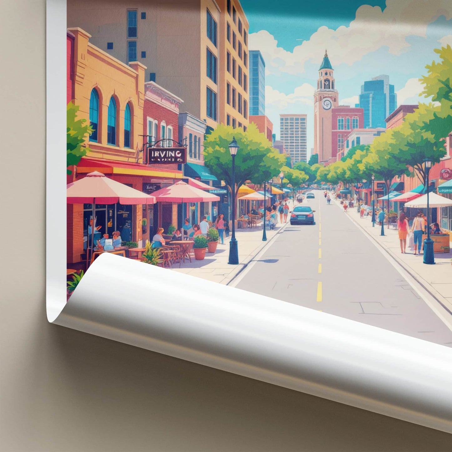 Irving Poster - Texas Travel Art - Vibrant City Street Home Decor