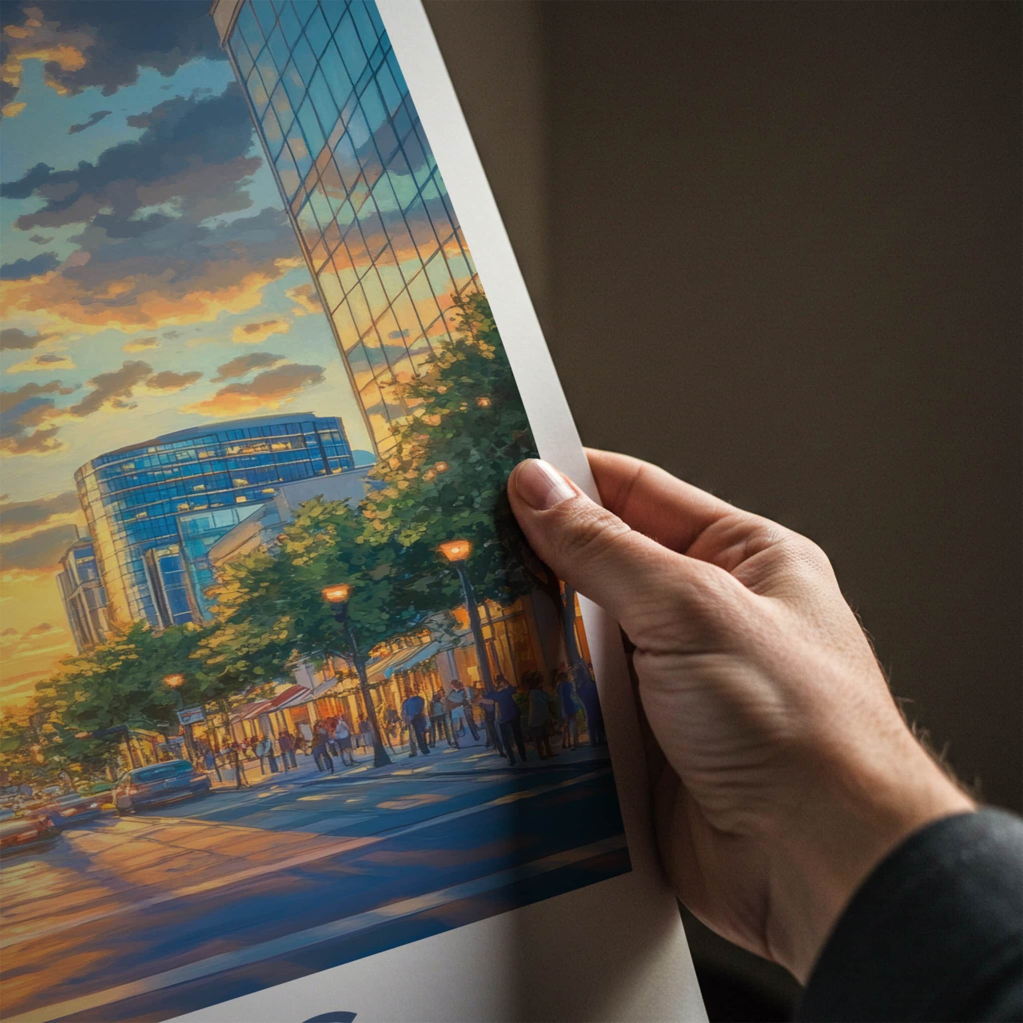Irving Poster - Texas Travel Print - Golden Hour City Framed Decor