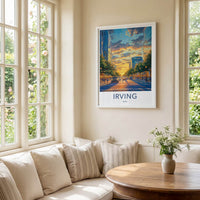 Irving Poster - Texas Travel Print - Golden Hour City Framed Decor