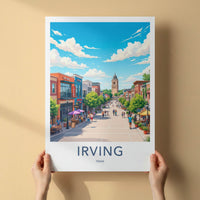 Irving Poster - Texas Travel Print - Historic Tower Plaza Wall Decor