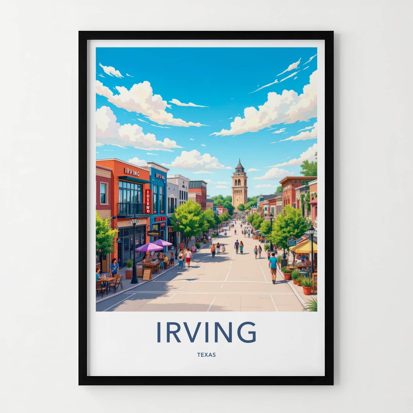 Irving Poster - Texas Travel Print - Historic Tower Plaza Wall Decor