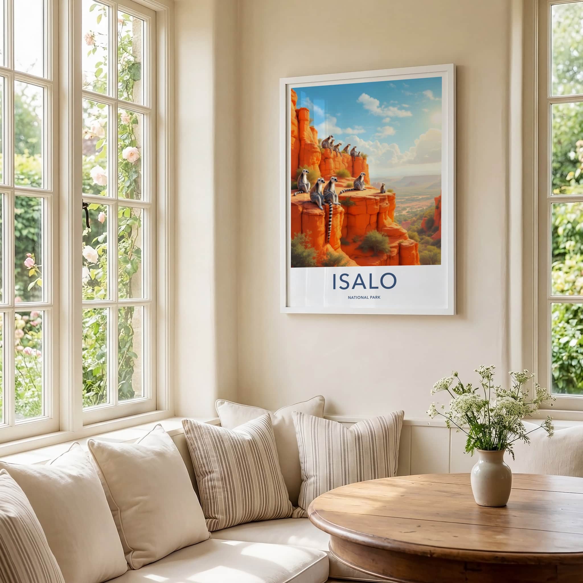 Isalo National Park Poster - Madagascar Travel Art - Lemurs Rocky Vista Home Decor