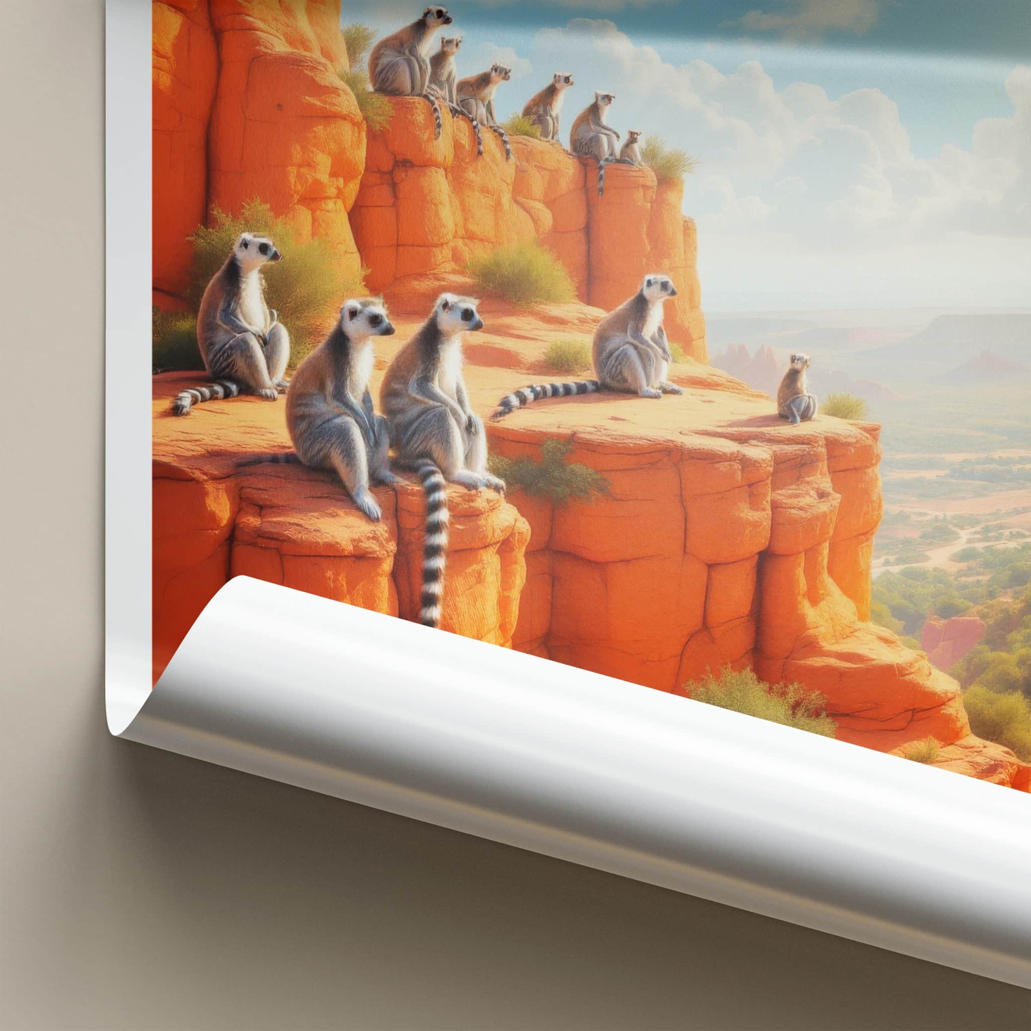 Isalo National Park Poster - Madagascar Travel Art - Lemurs Rocky Vista Home Decor