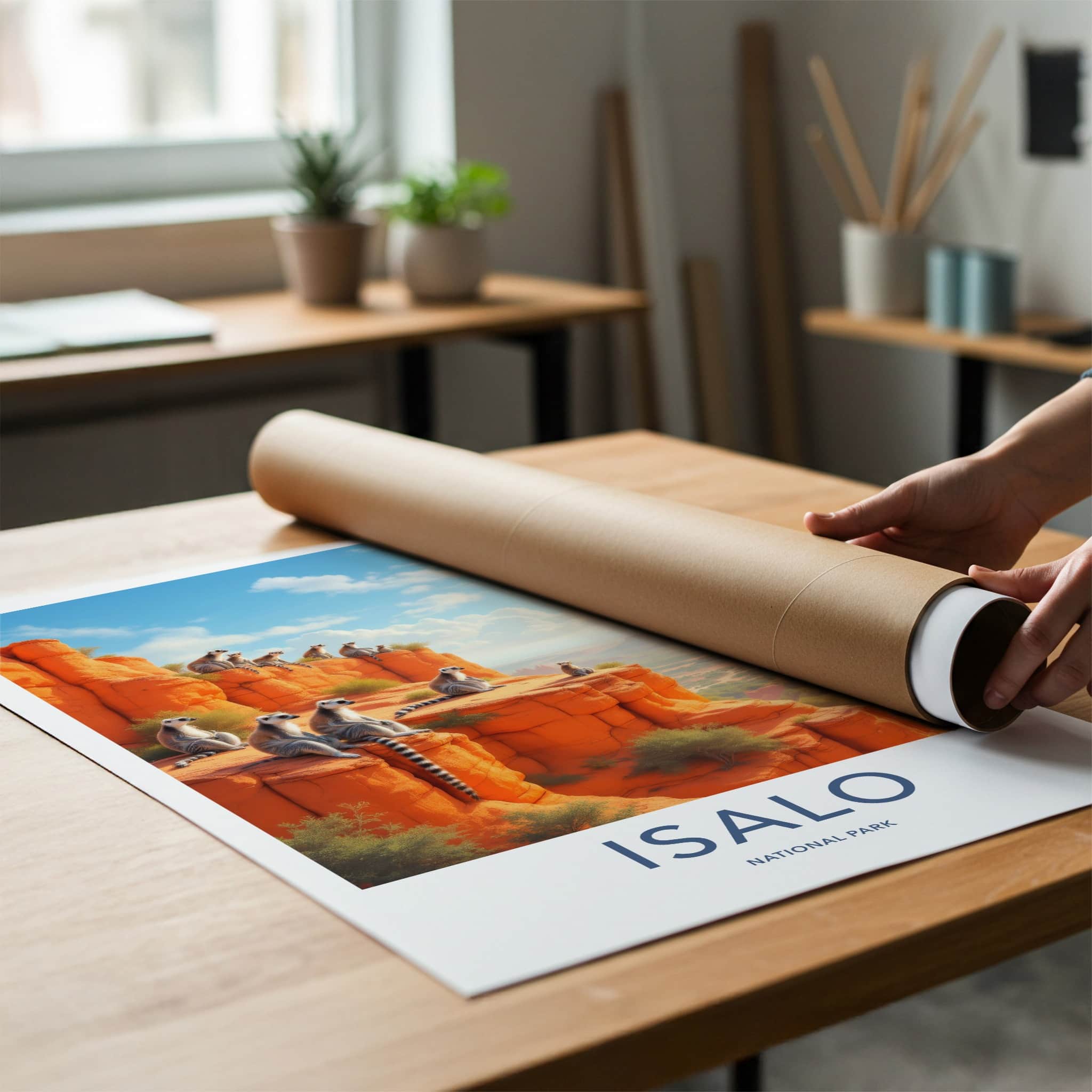 Isalo National Park Poster - Madagascar Travel Art - Lemurs Rocky Vista Home Decor