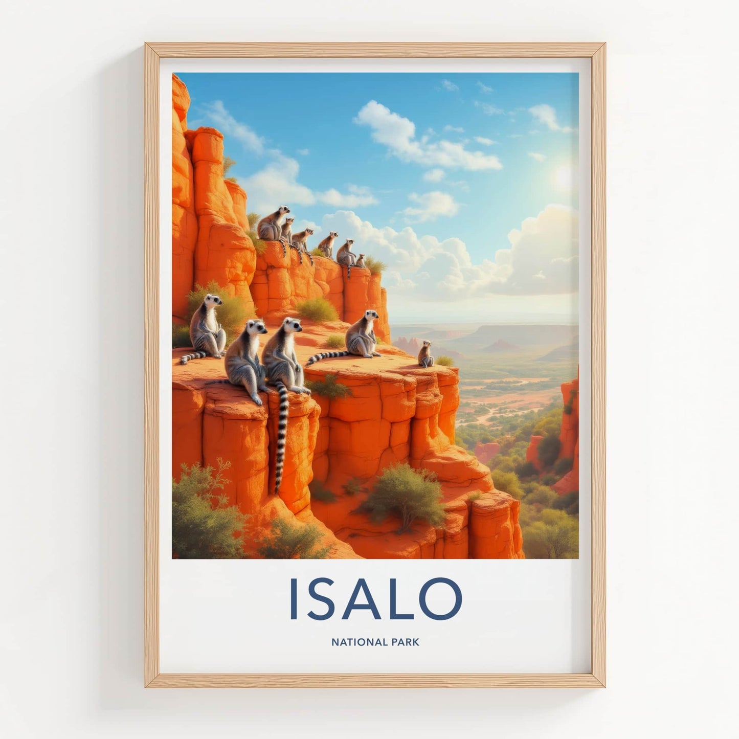 Isalo National Park Poster - Madagascar Travel Art - Lemurs Rocky Vista Home Decor