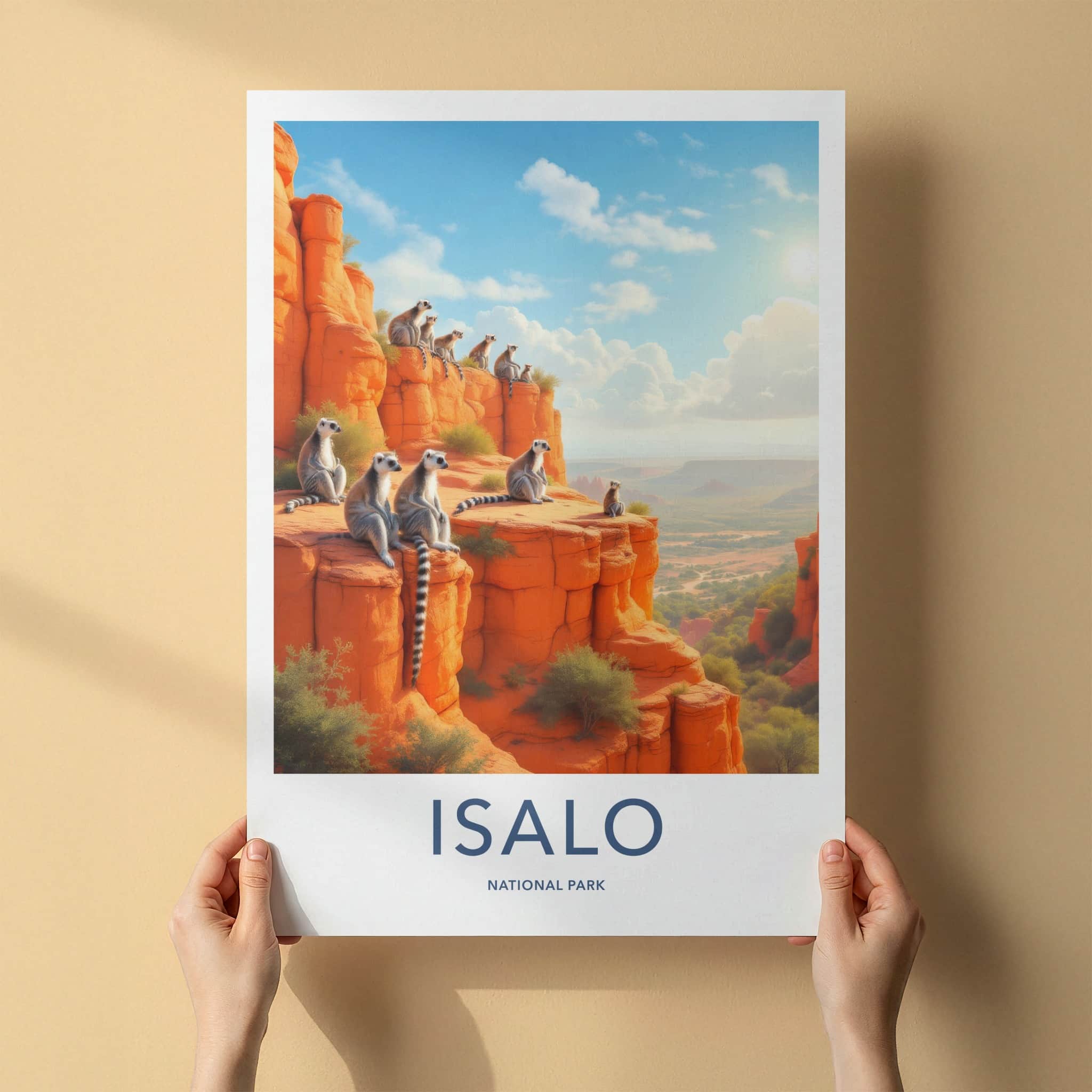 Isalo National Park Poster - Madagascar Travel Art - Lemurs Rocky Vista Home Decor
