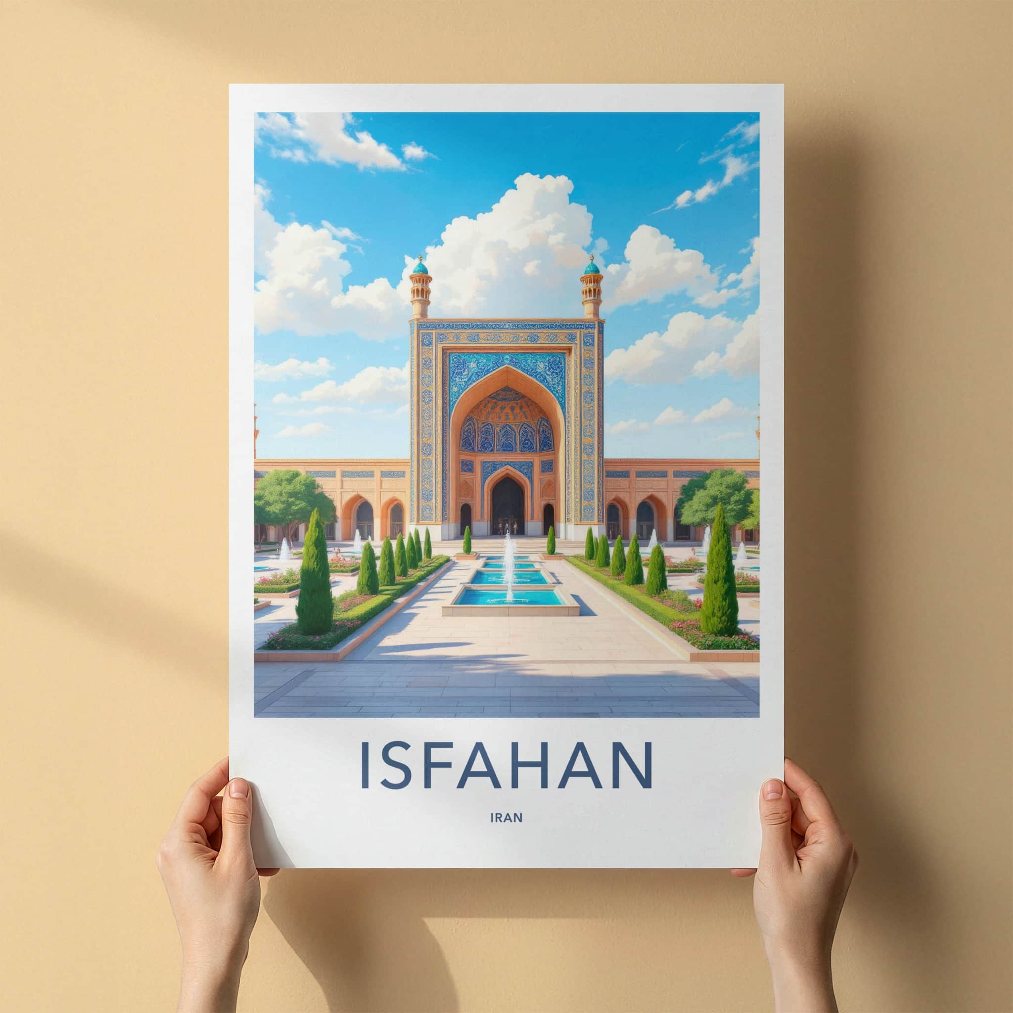 Isfahan Poster - Iran Travel Art - Grand Mosque Courtyard Wall Decor