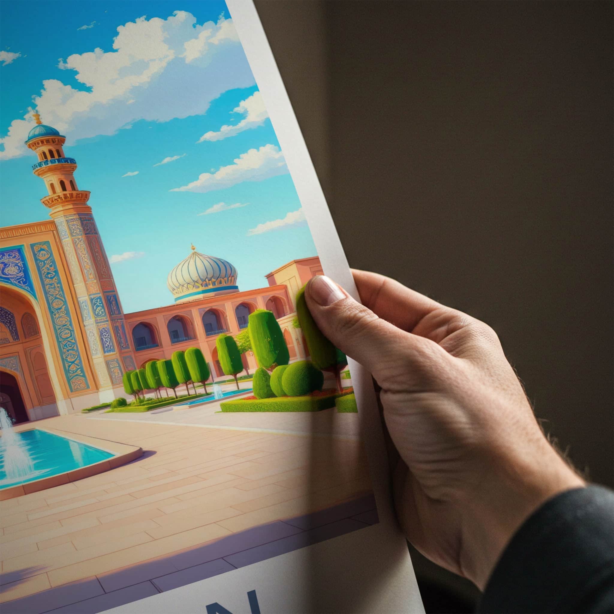 Isfahan Poster - Iran Travel Art - Grand Mosque Fountain Home Decor