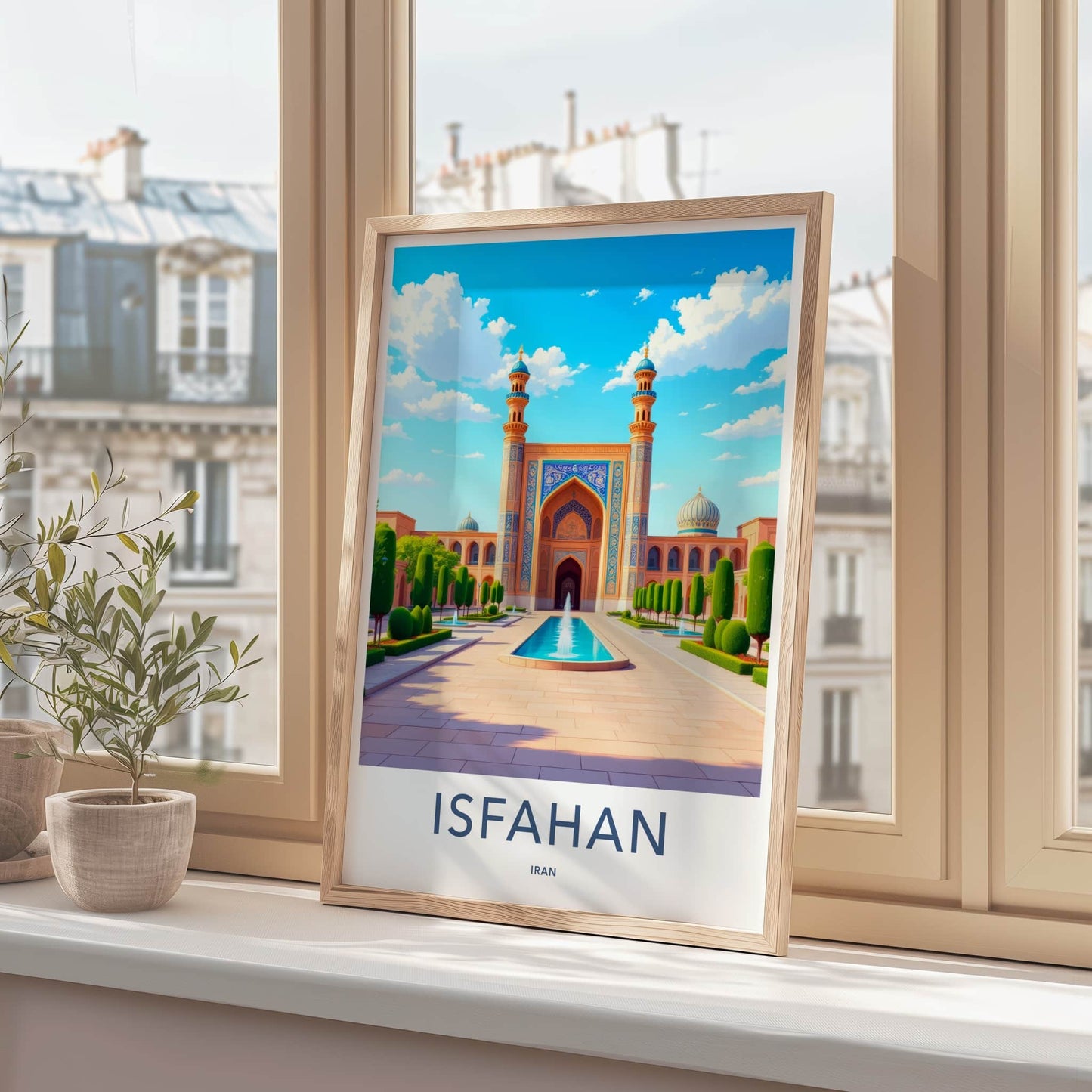 Isfahan Poster - Iran Travel Art - Grand Mosque Fountain Home Decor