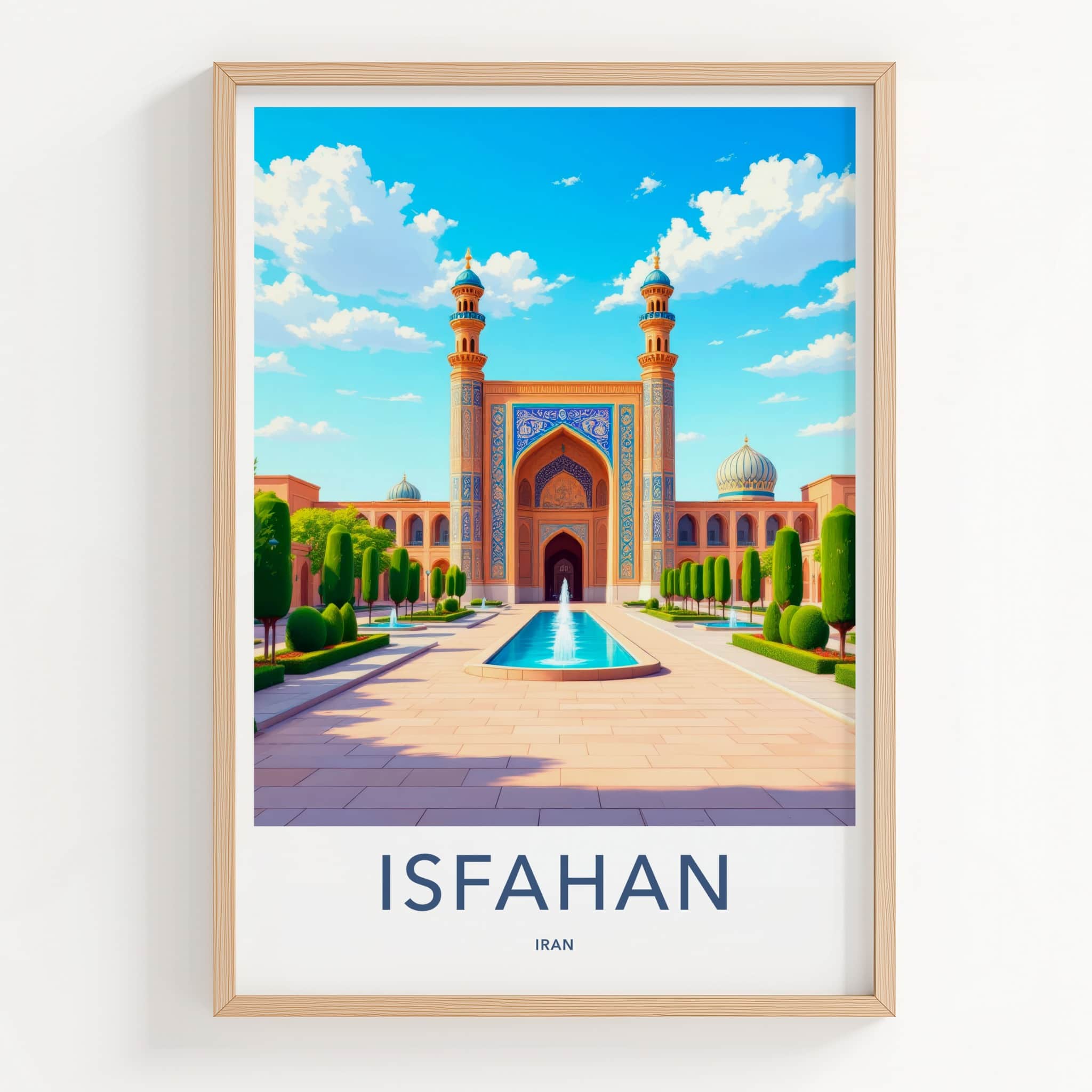 Isfahan Poster - Iran Travel Art - Grand Mosque Fountain Home Decor
