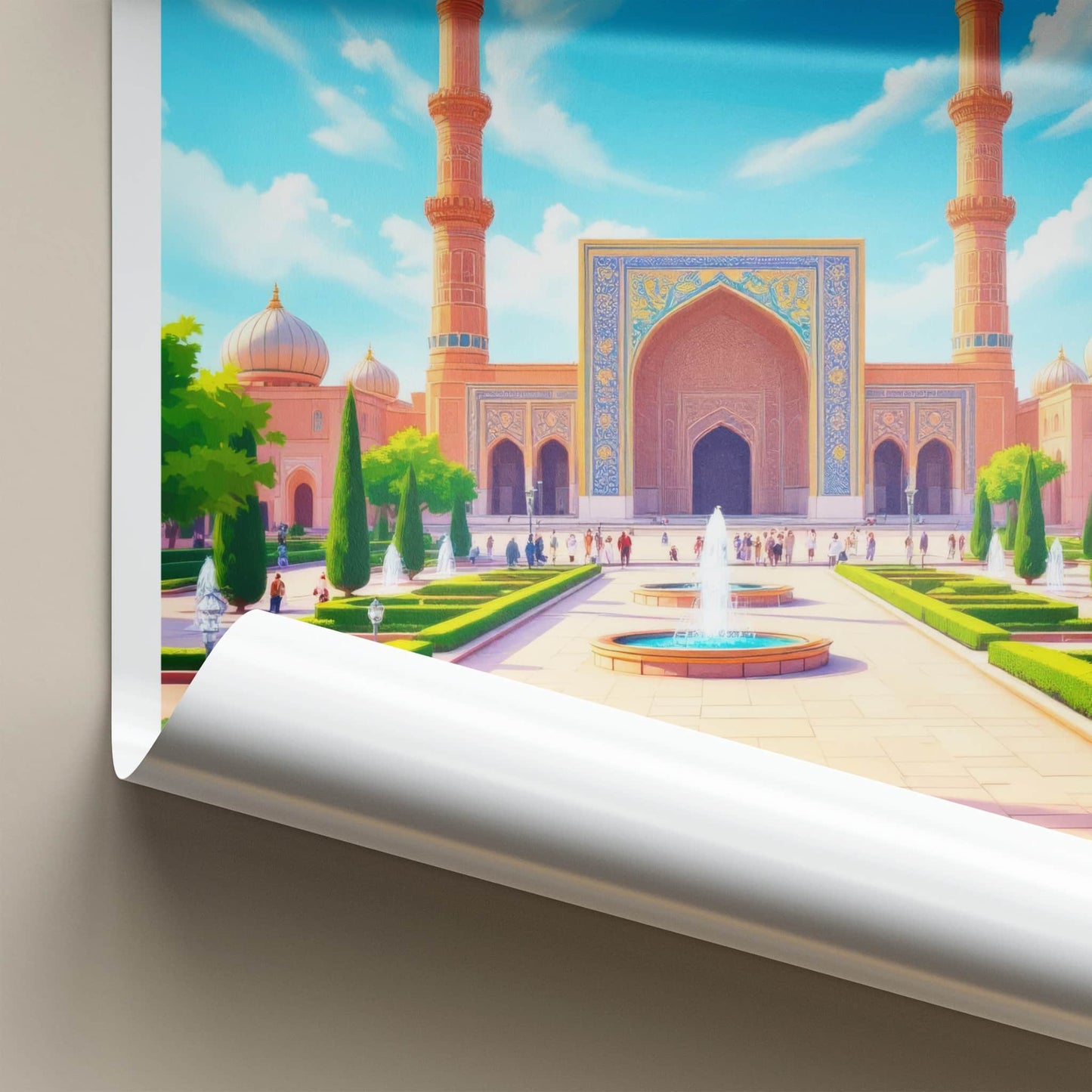 Isfahan Poster - Iran Travel Art - Serene Mosque Minarets Home Decor