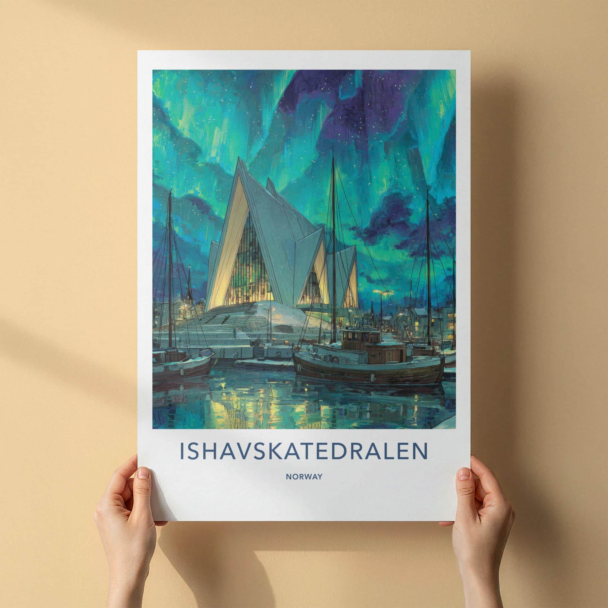 Ishavskatedralen Poster - Norway Travel Art - Arctic Church Aurora Wall Decor