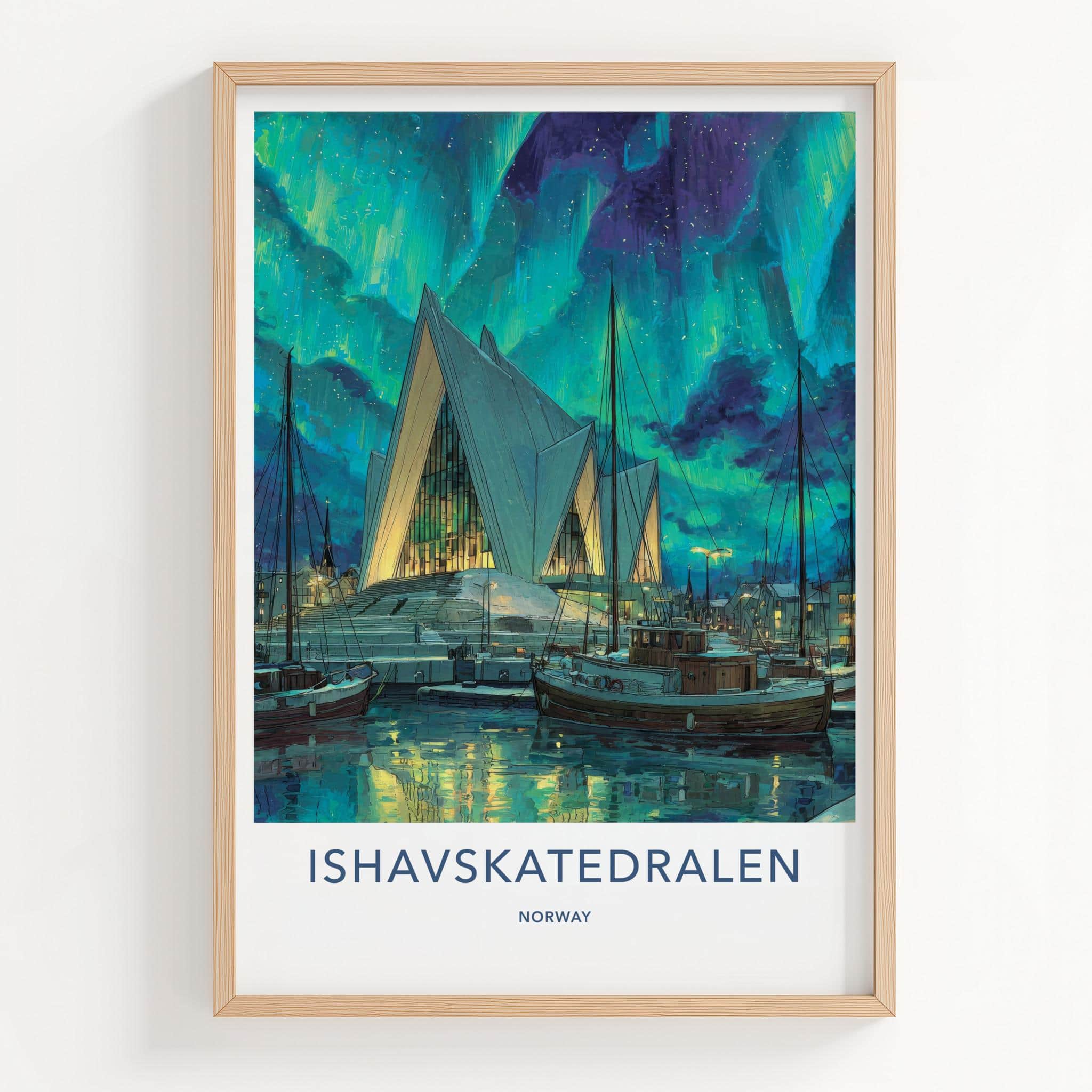 Ishavskatedralen Poster - Norway Travel Art - Arctic Church Aurora Wall Decor