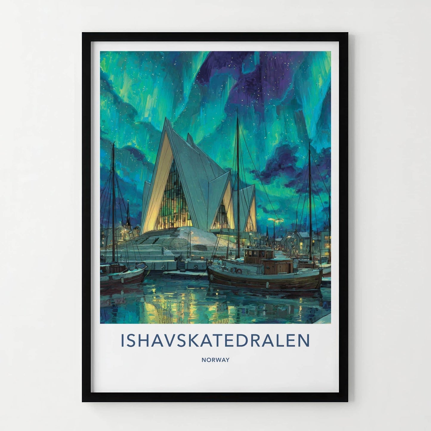Ishavskatedralen Poster - Norway Travel Art - Arctic Church Aurora Wall Decor