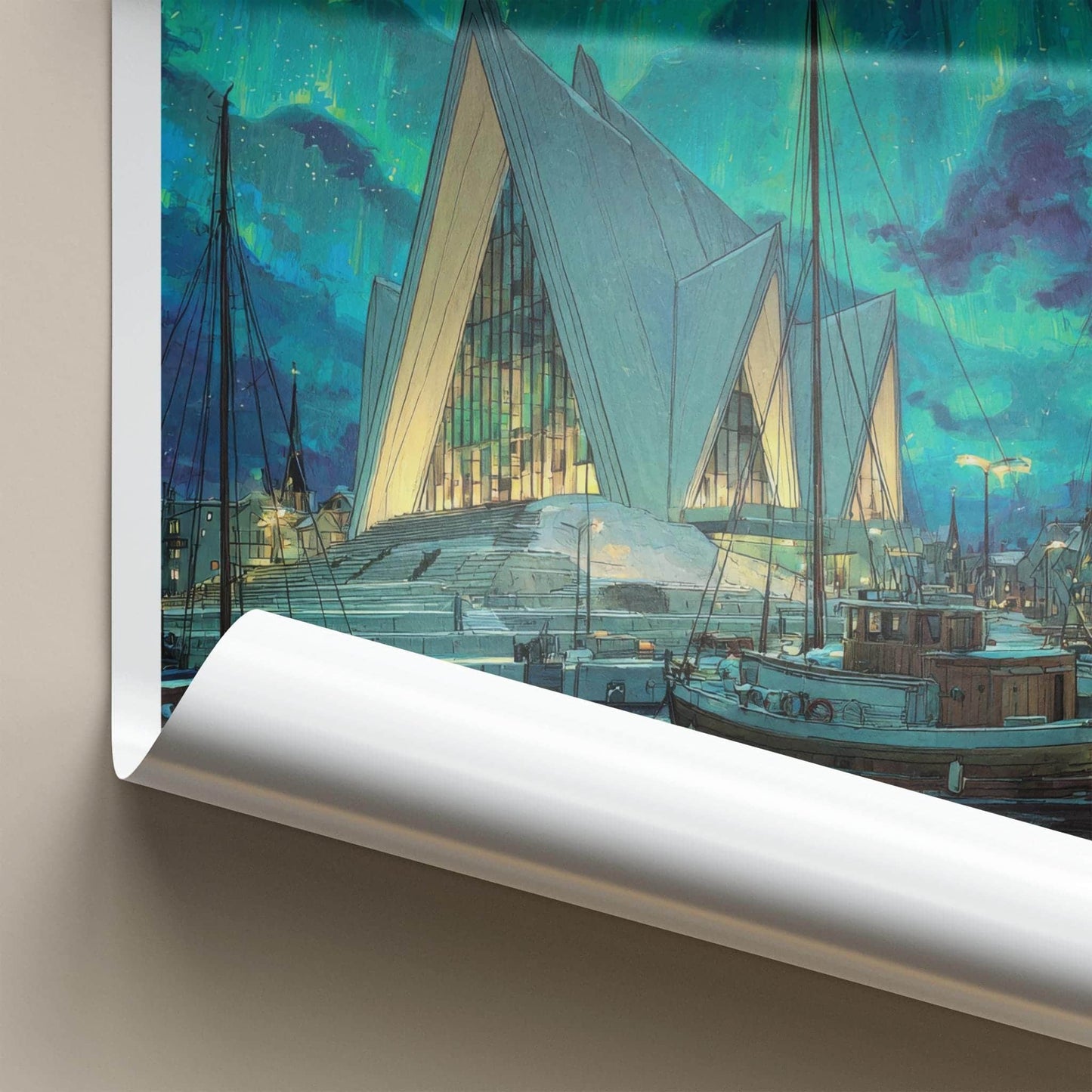 Ishavskatedralen Poster - Norway Travel Art - Arctic Church Aurora Wall Decor