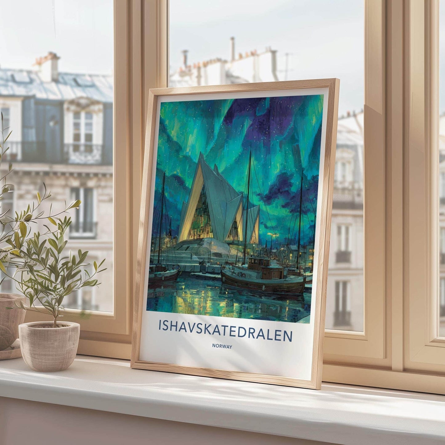Ishavskatedralen Poster - Norway Travel Art - Arctic Church Aurora Wall Decor