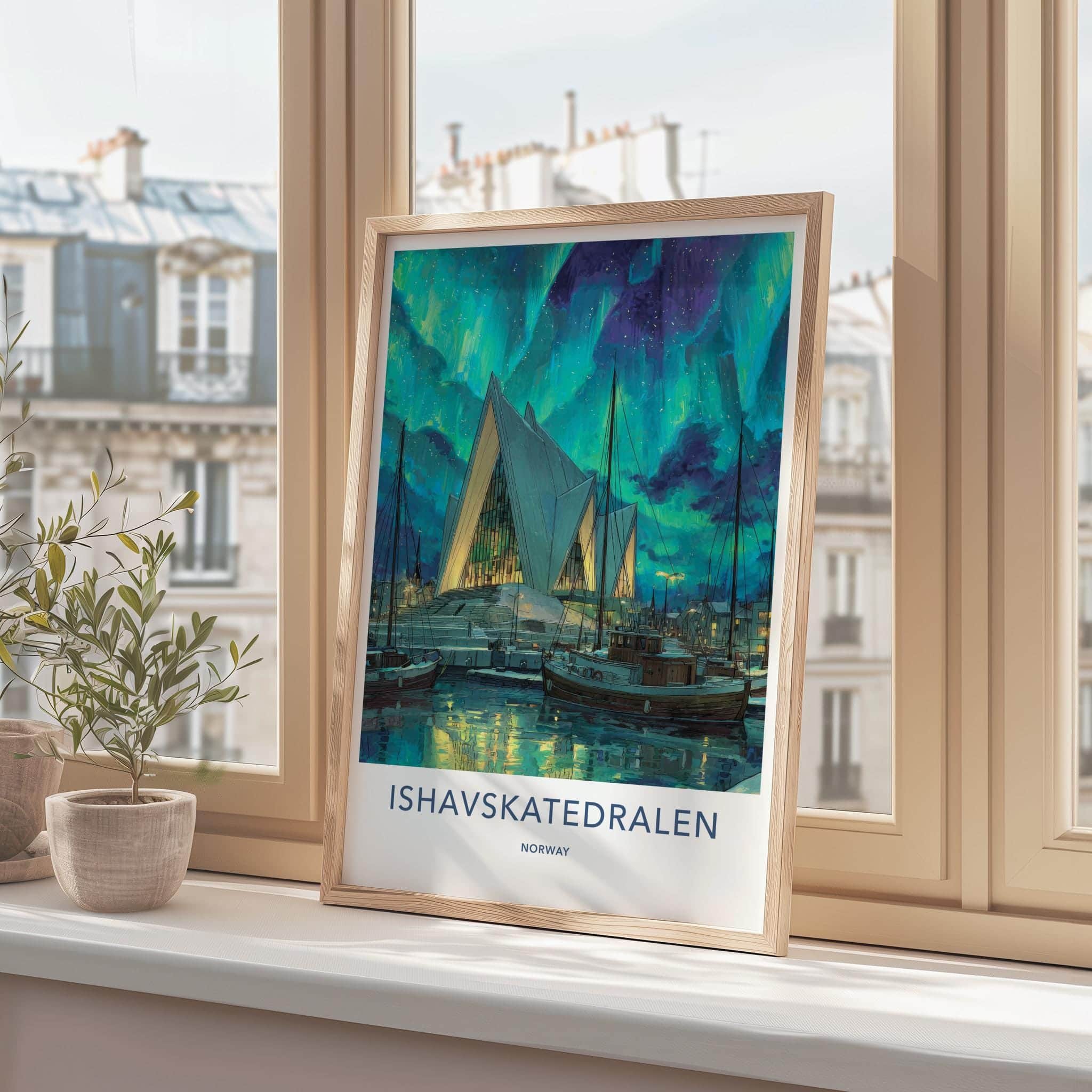 Ishavskatedralen Poster - Norway Travel Art - Arctic Church Aurora Wall Decor