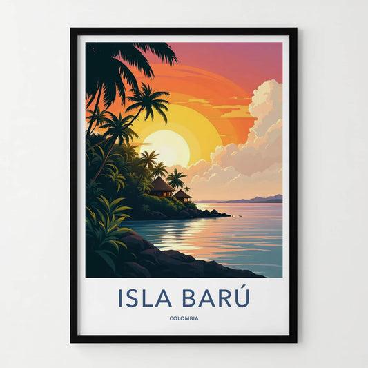 Isla Baru Poster - Colombia Travel Art - Serene Island Sunset Home Decor