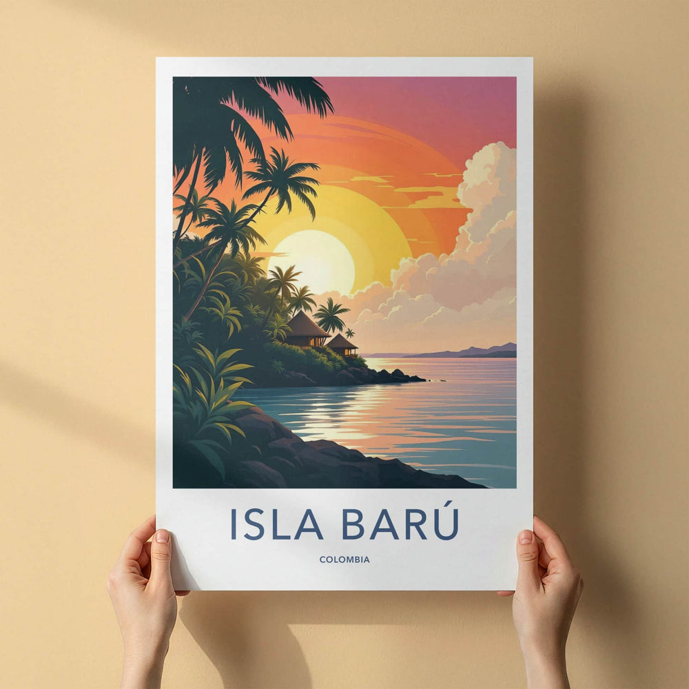 Isla Baru Poster - Colombia Travel Art - Serene Island Sunset Home Decor