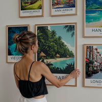 Isla Baru Poster - Colombia Travel Art - Tropical Beach Huts Home Decor