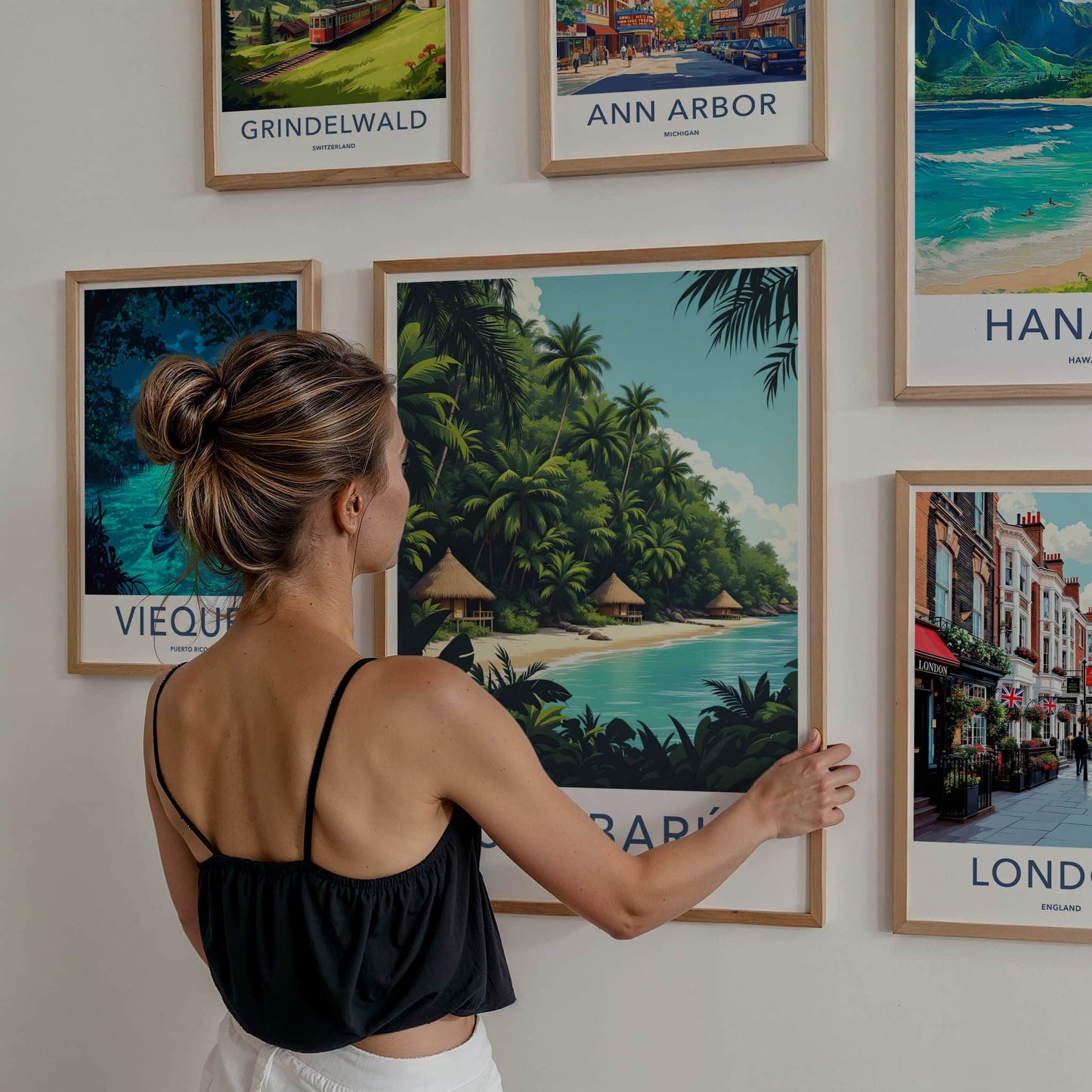 Isla Baru Poster - Colombia Travel Art - Tropical Beach Huts Home Decor